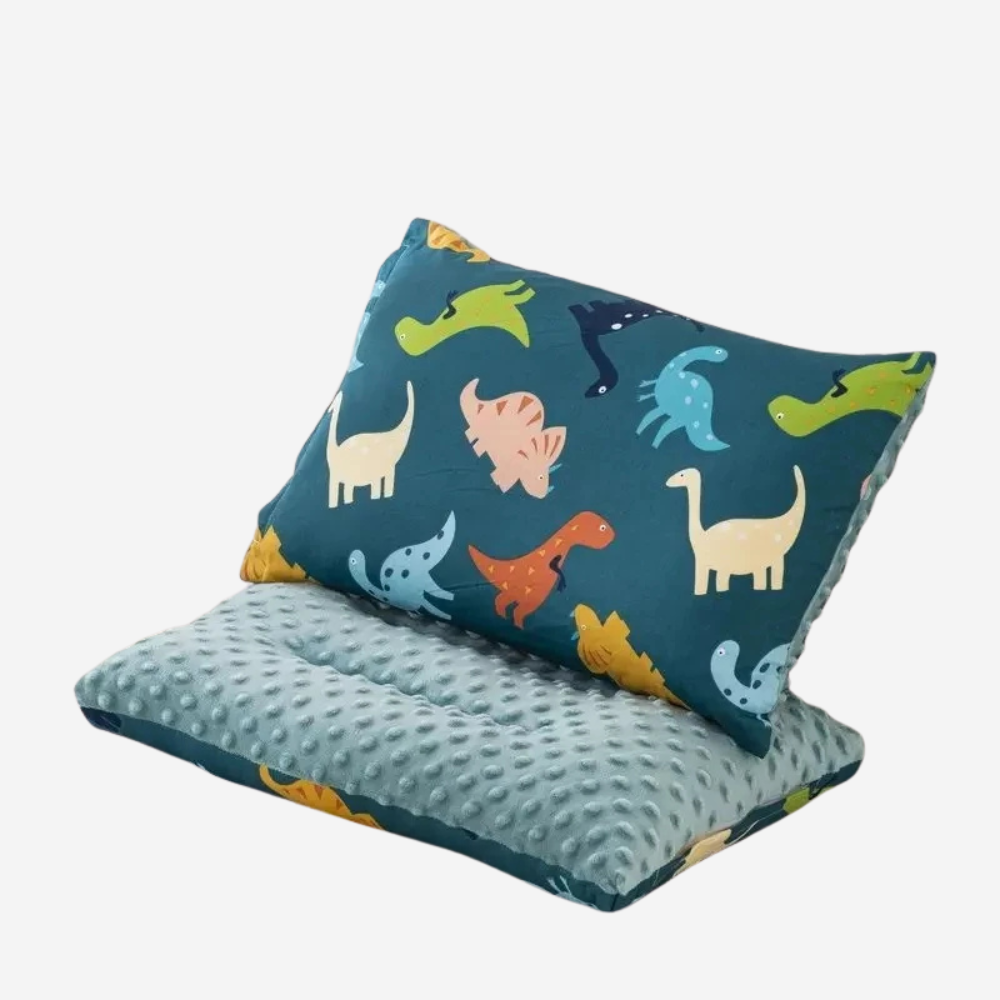 Coussin doux pour enfant bleu dinosaure My ilmy