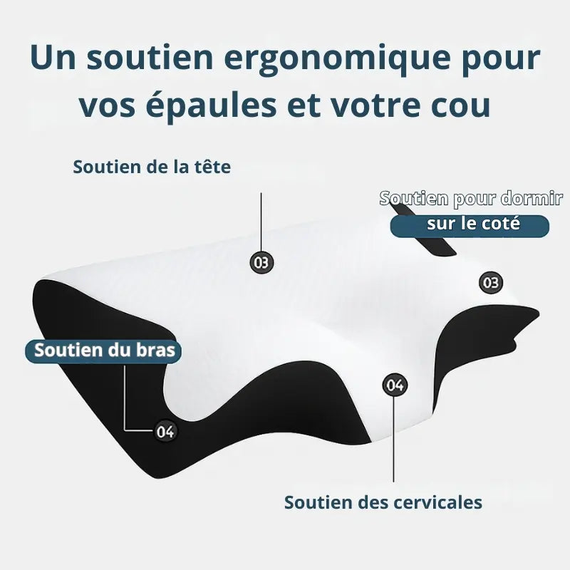 Oreiller cervical mémoire de forme avec forme papillon pour soutien de la nuque my ilmy